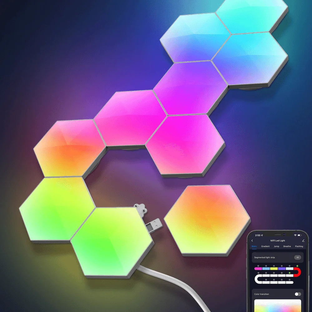 Hexagonal rgbic light panel with app + remote control wifi - lightning | panels | lamps | signs
