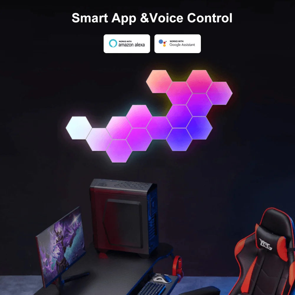 Hexagonal rgbic light panel with app + remote control wifi - lightning | panels | lamps | signs