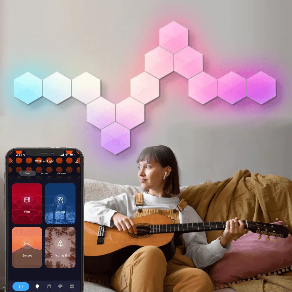 Hexagonal rgbic light panel with app + remote control wifi - lightning | panels | lamps | signs