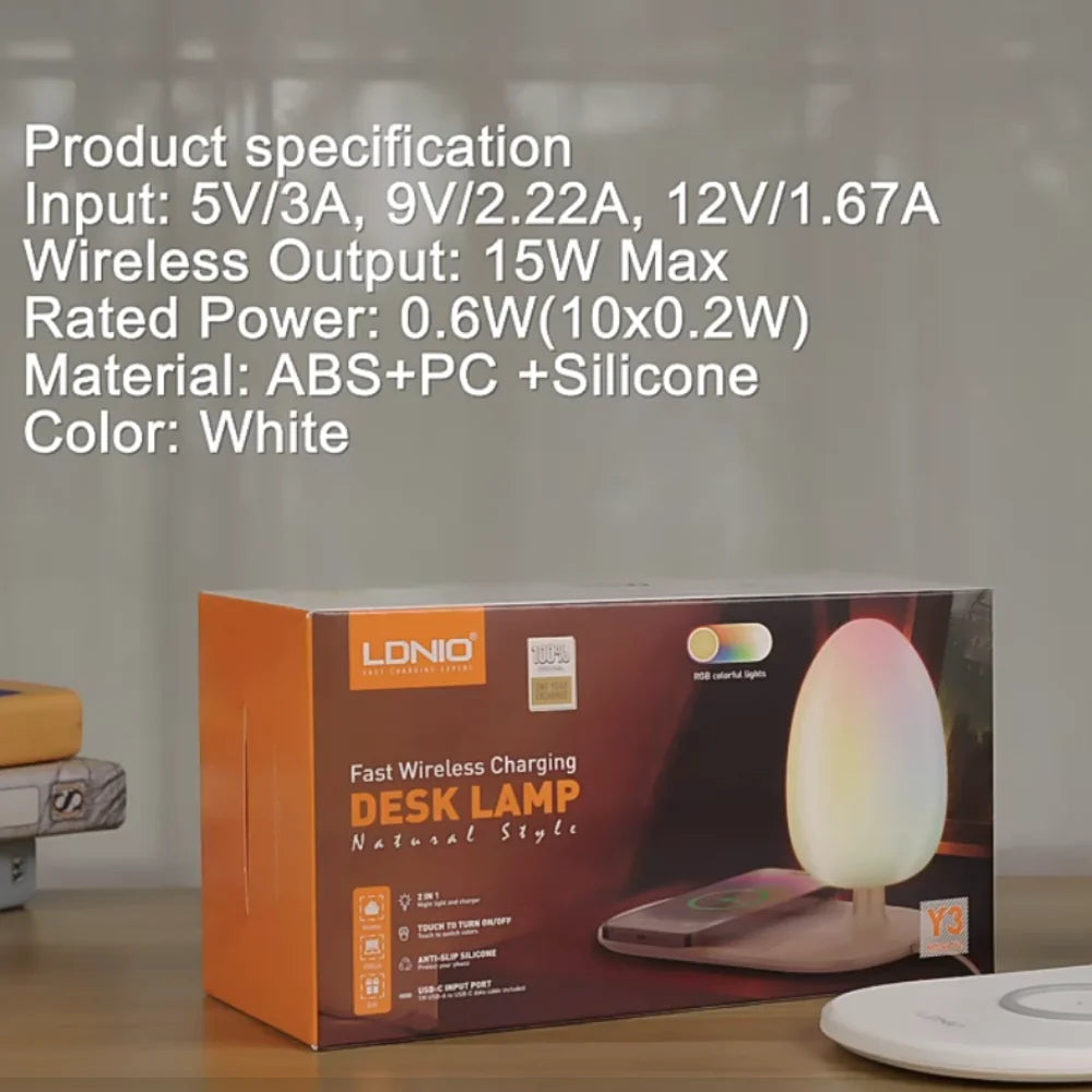 Ldnio y3 wireless charging lamp - fast wireless charging desk lamp - lightning | panels | lamps | signs