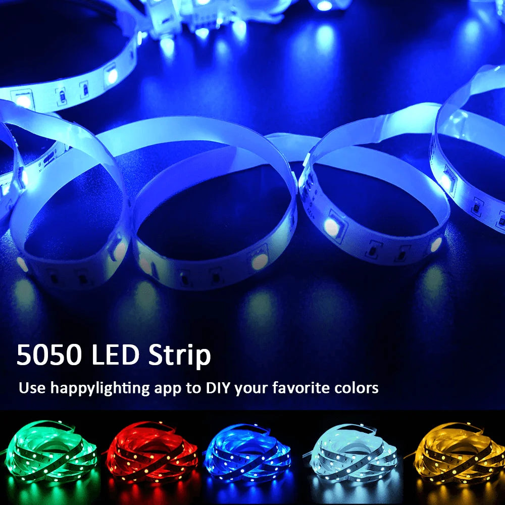 Led strip light rgb 5050 flexible ribbon with app control - lightning | strip lights