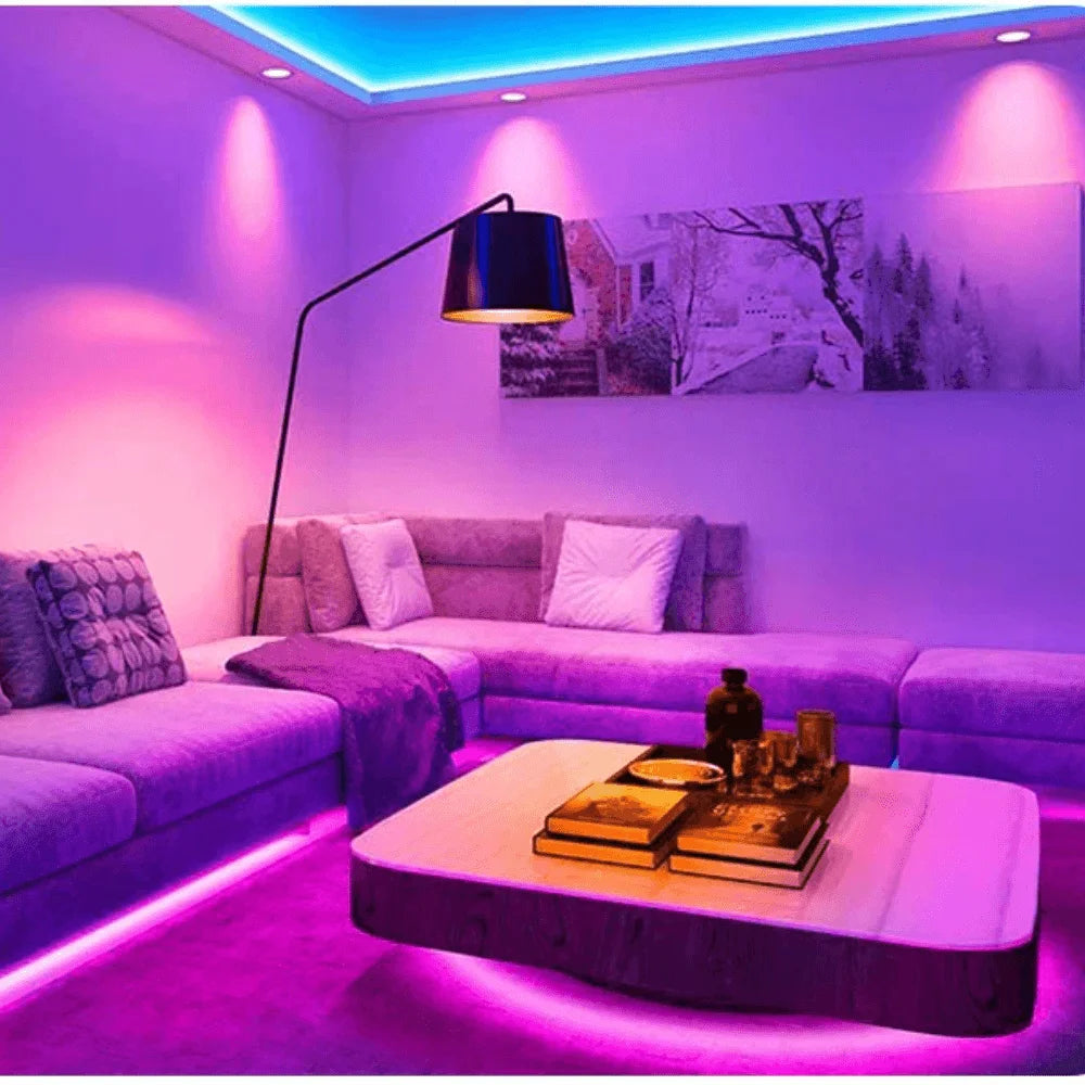 Led strip light rgb 5050 flexible ribbon with app control - lightning | strip lights