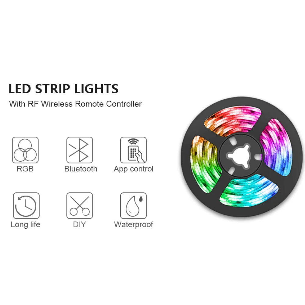 Led strip light rgb 5050 flexible ribbon with app control - lightning | strip lights