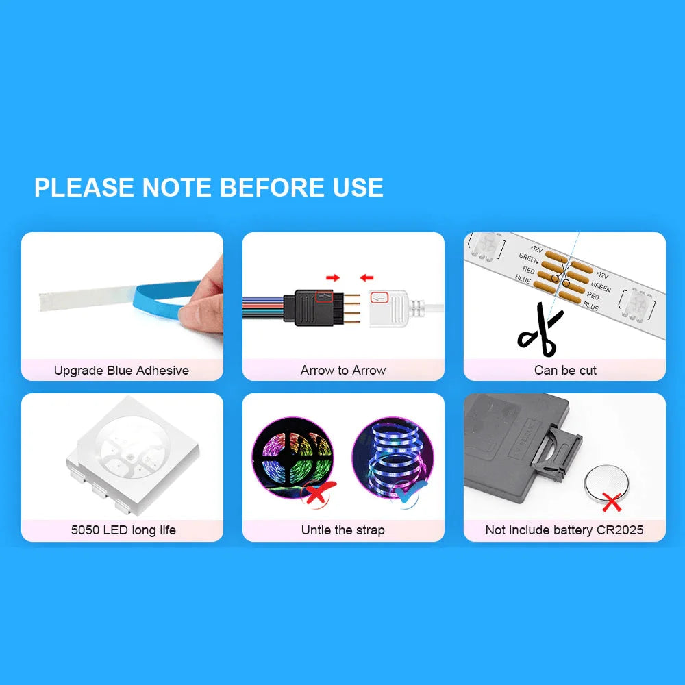 Led strip light rgb 5050 flexible ribbon with app control - lightning | strip lights