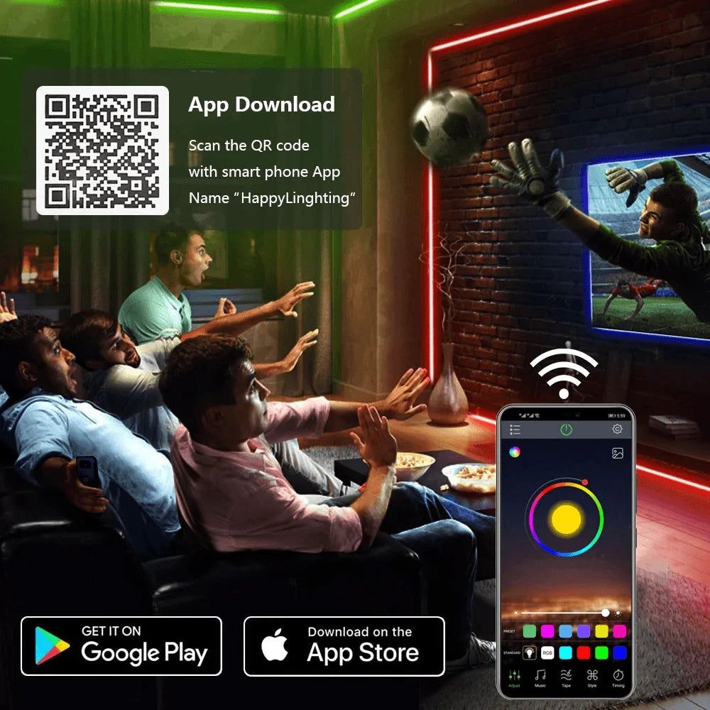 Led strip light rgb 5050 flexible ribbon with app control - lightning | strip lights