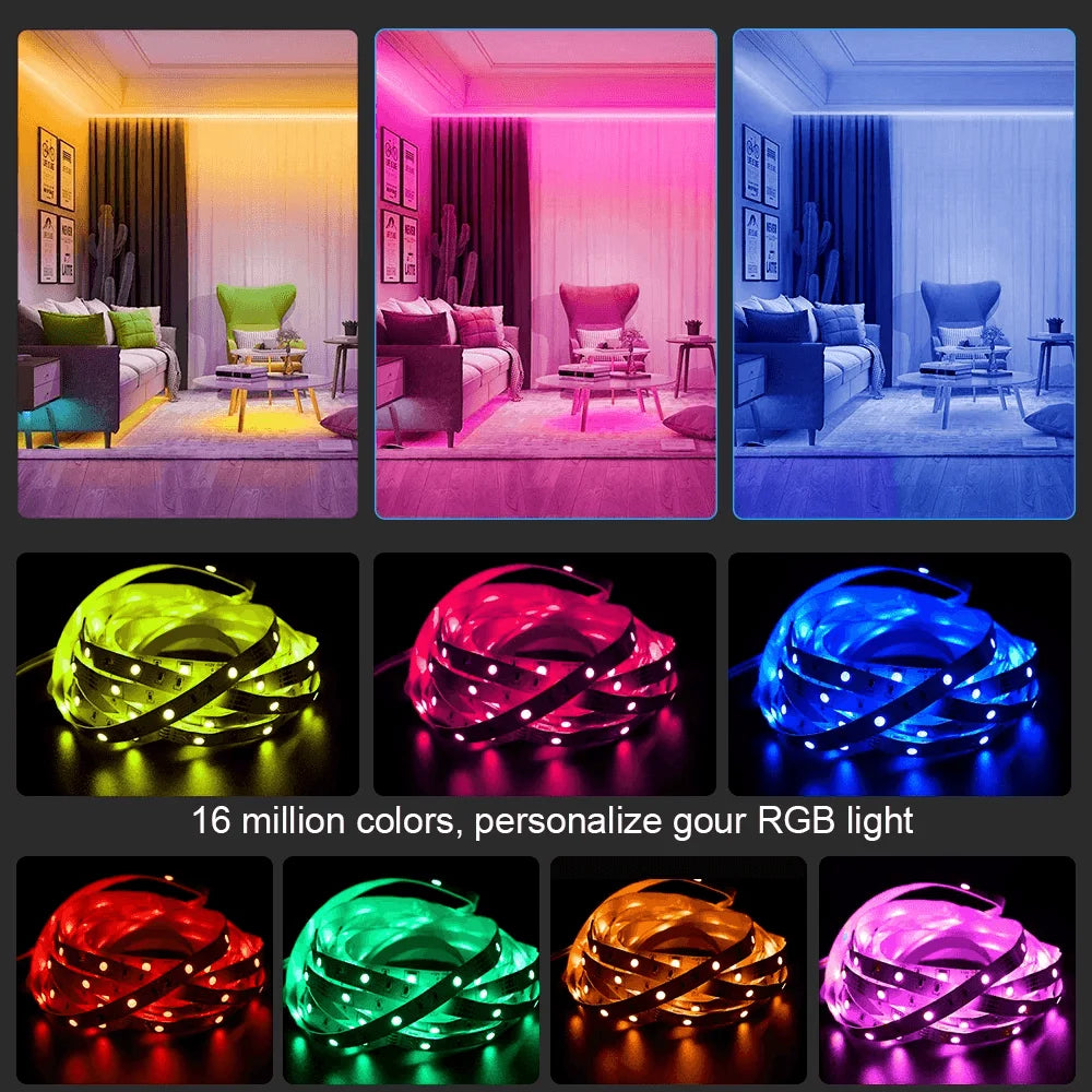Led strip light rgb 5050 flexible ribbon with app control - lightning | strip lights