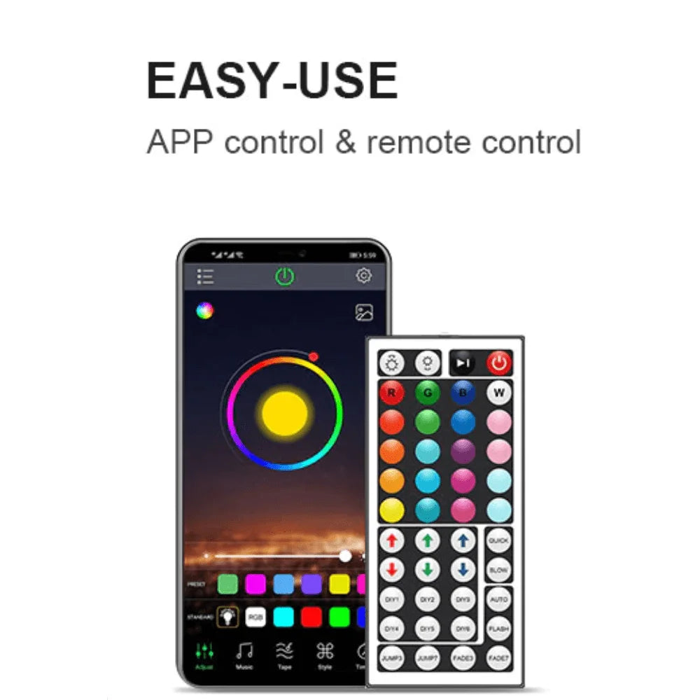 Led strip light rgb 5050 flexible ribbon with app control - lightning | strip lights