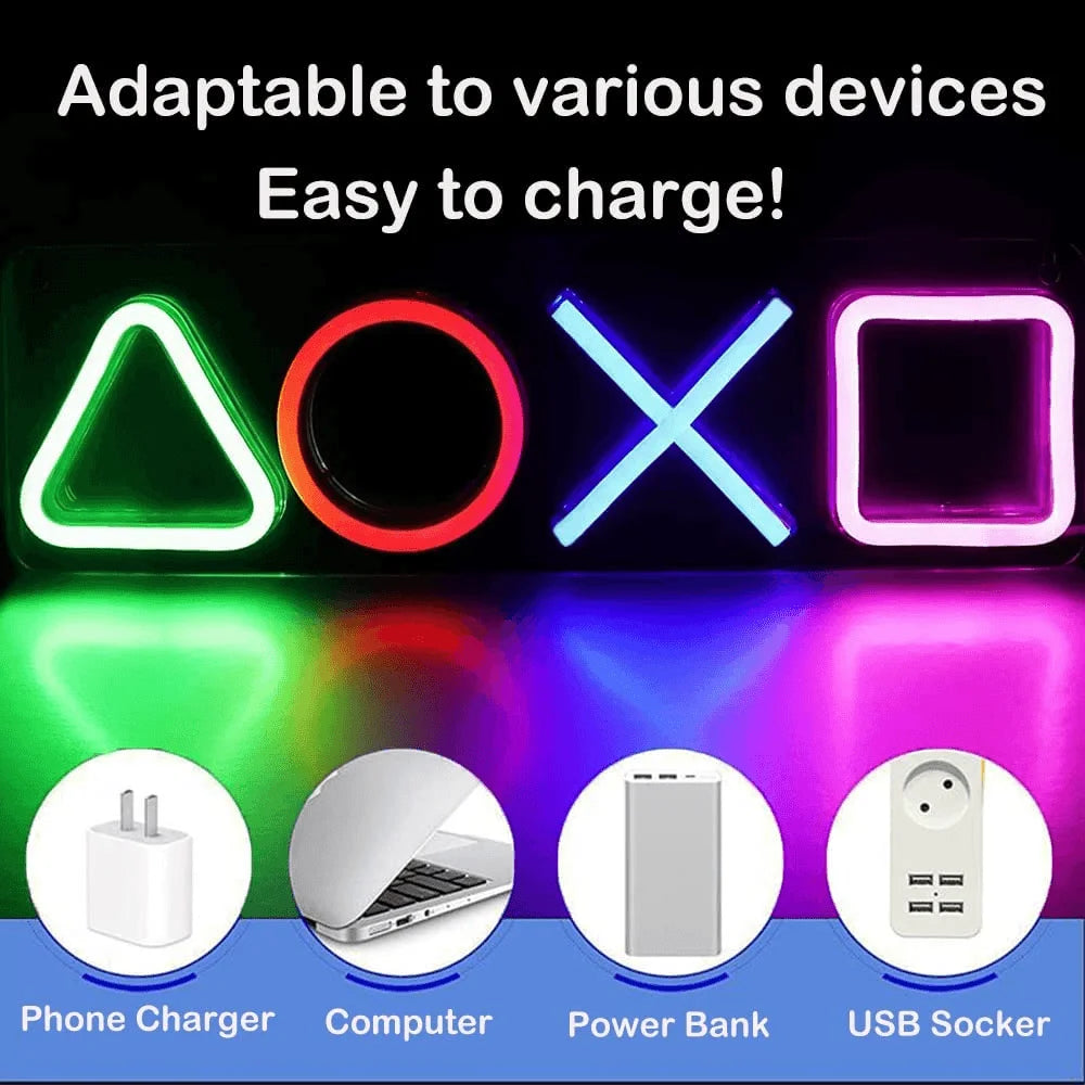 Playstation neon sign led - vibrant icon for gamers - lightning | panels | lamps | signs
