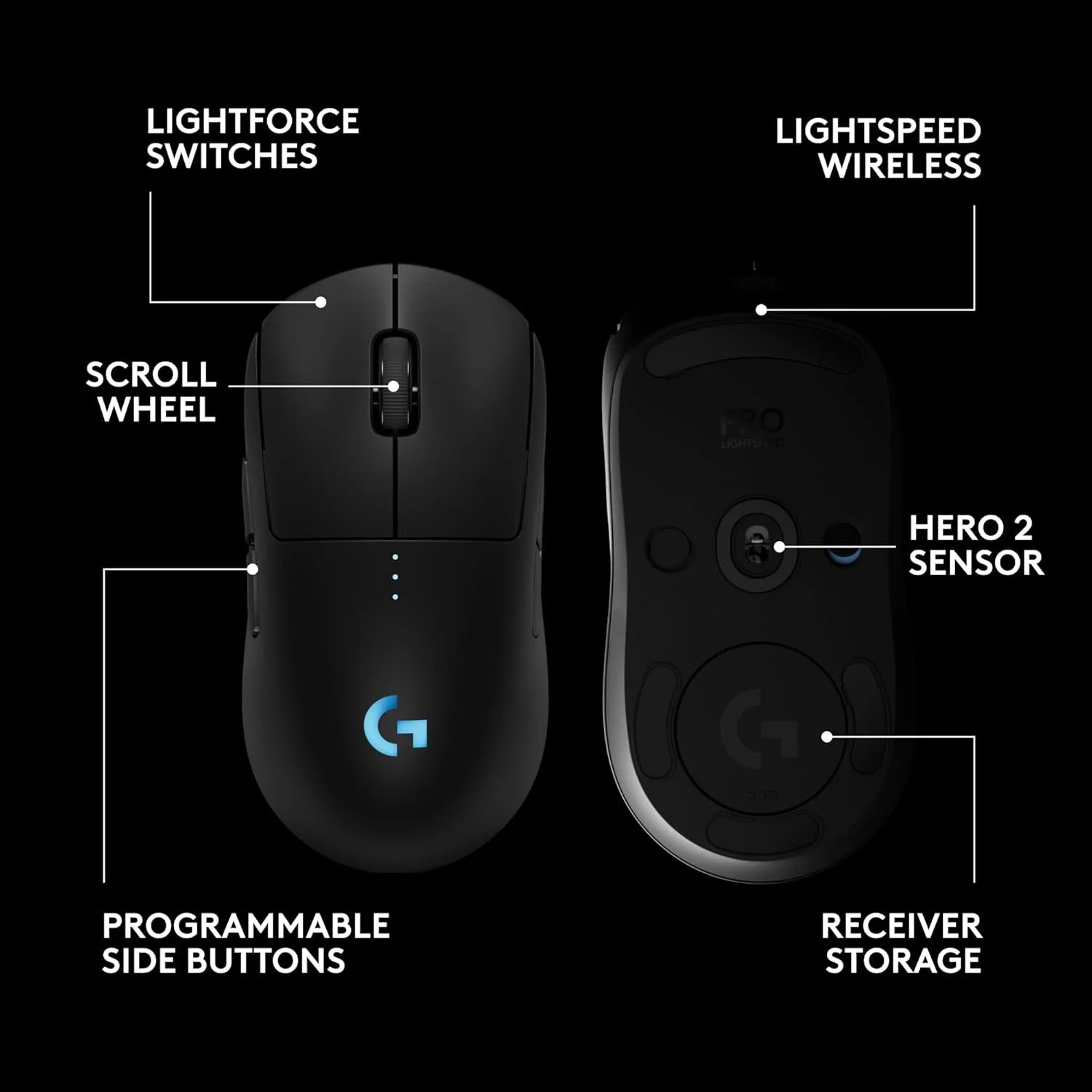 Logitech g pro 2 lightspeed wireless gaming mouse right- or left-handed mouse with up to 4 customizable and switchable