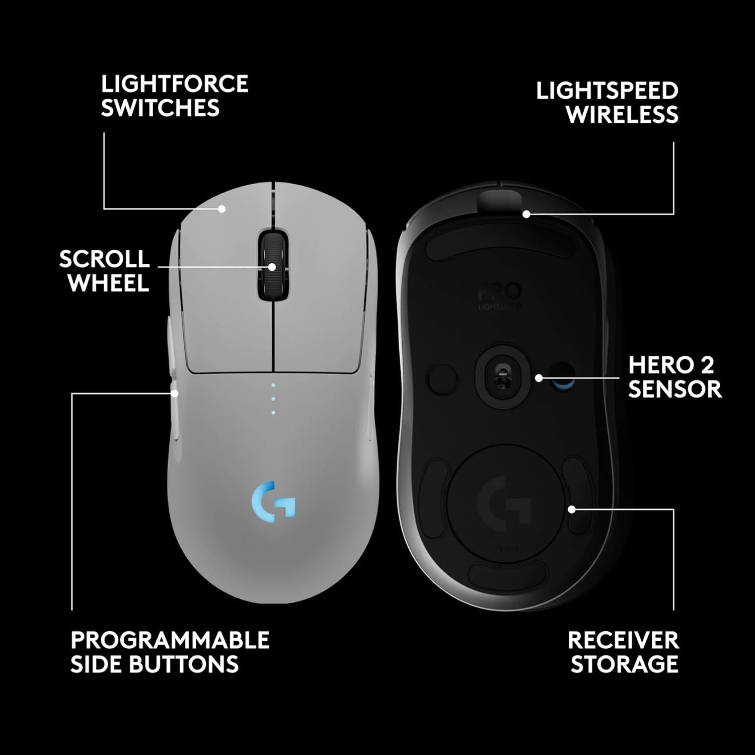 Logitech g pro 2 lightspeed wireless gaming mouse right- or left-handed mouse with up to 4 customizable and switchable