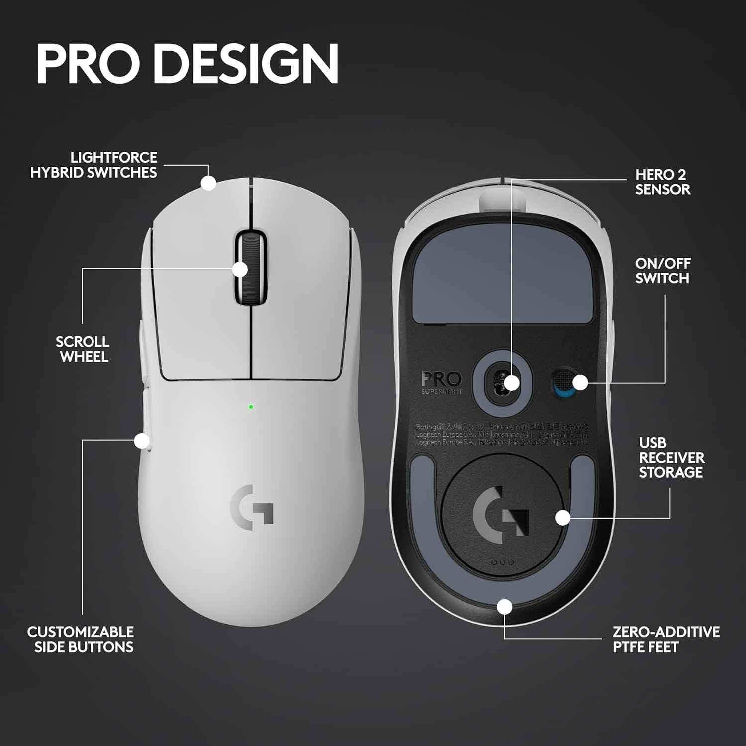 Logitech g Pro x Superlight 2 Lightspeed Wireless Gaming Mouse, 8k Polling,