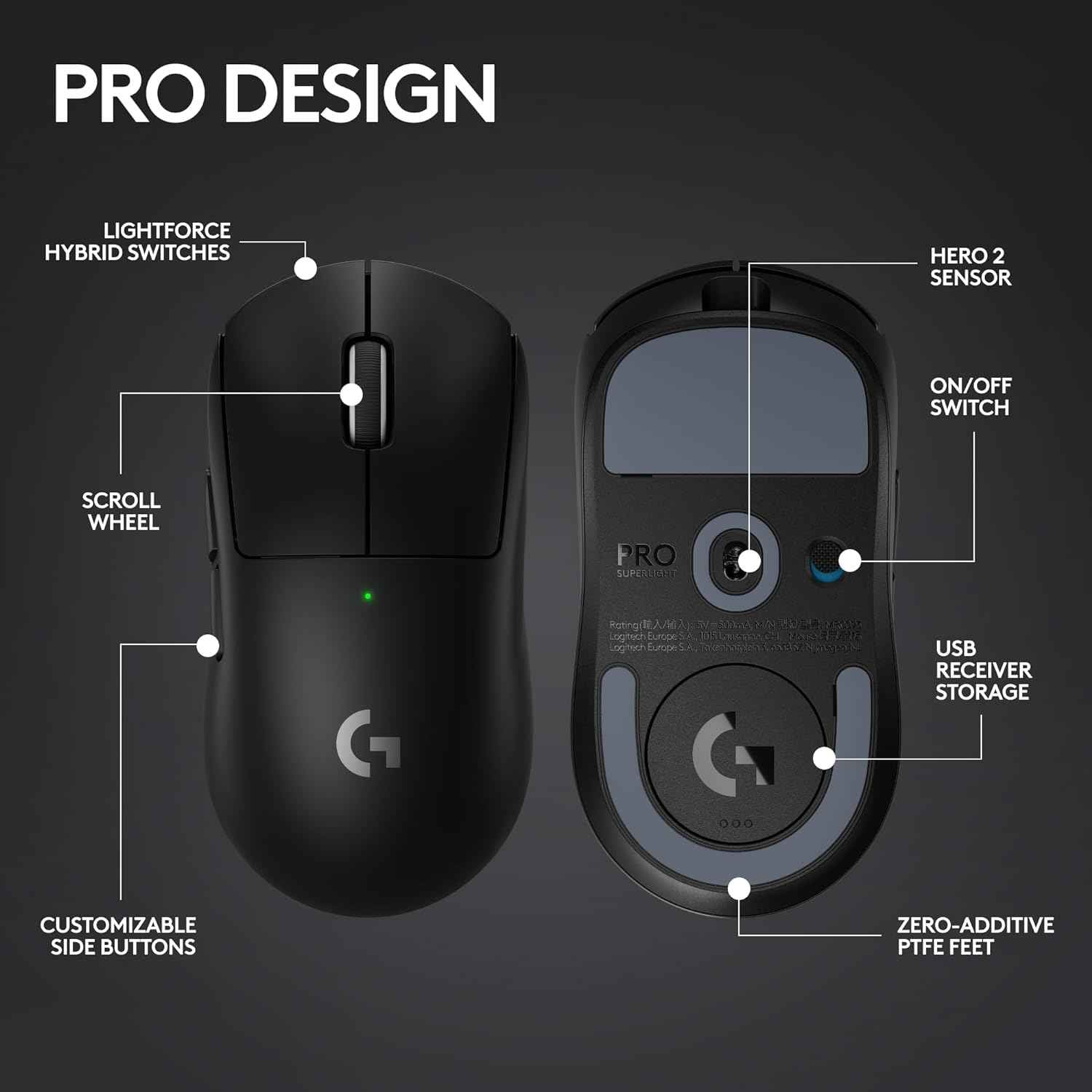 Logitech g Pro x Superlight 2 Lightspeed Wireless Gaming Mouse, 8k Polling,