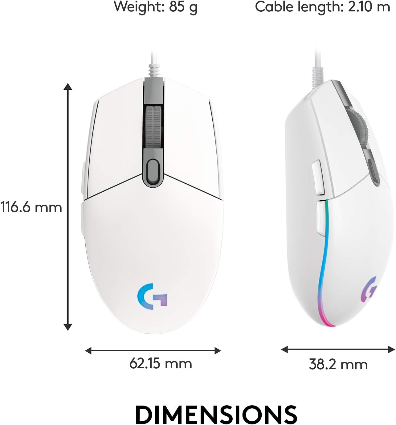 Logitech G102 Light Sync Gaming Mouse with Customizable Rgb Lighting, 6 - Gameonjo