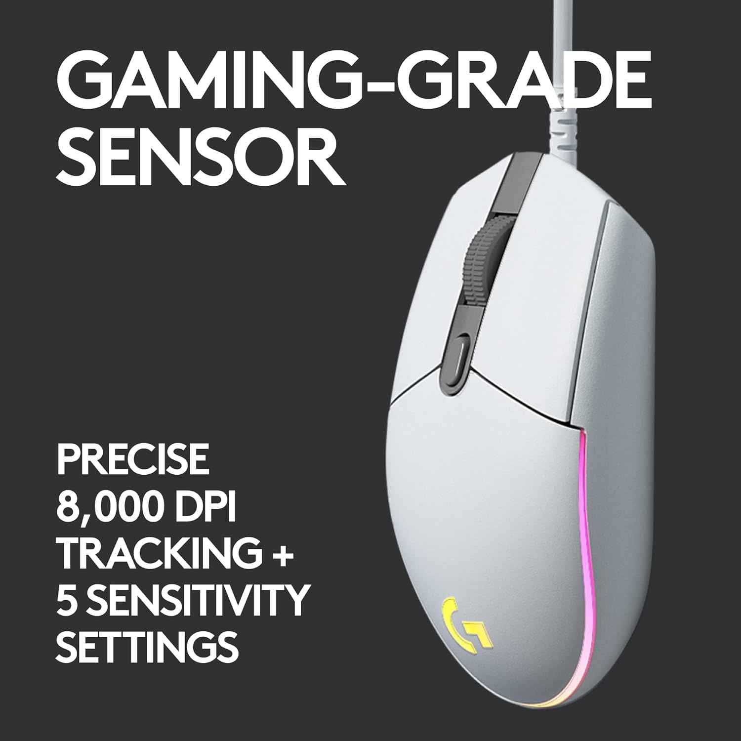 Logitech G102 Light Sync Gaming Mouse with Customizable Rgb Lighting, 6