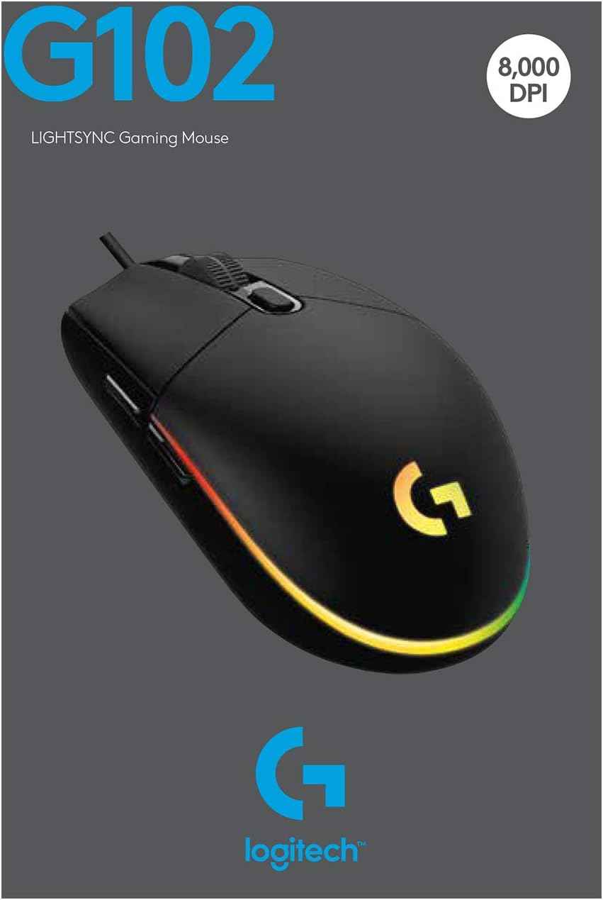Logitech G102 Light Sync Gaming Wired Mouse with Customizable Rgb Lighting, 6