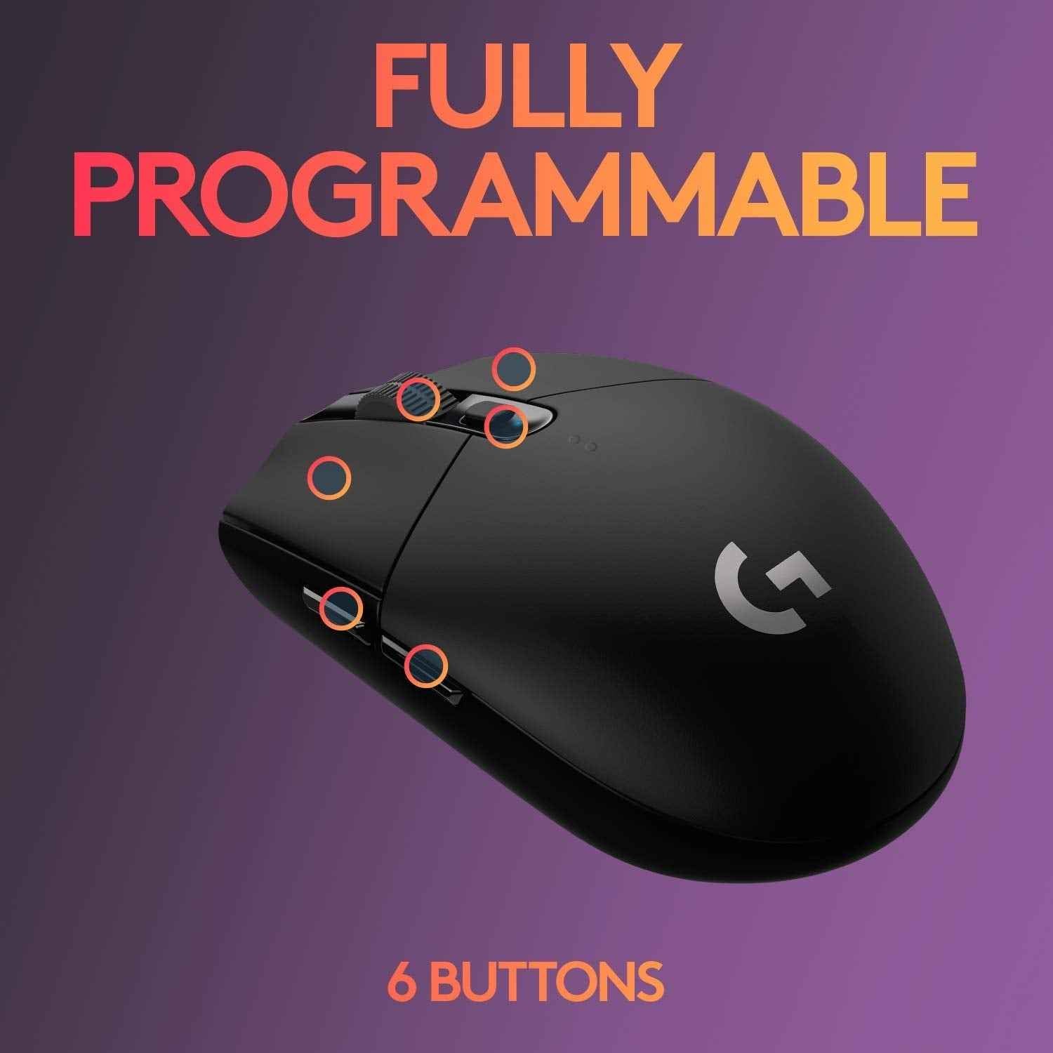 Logitech G304 Lightspeed Wireless Gaming Mouse, Hero Sensor, 12,000 Dpi,