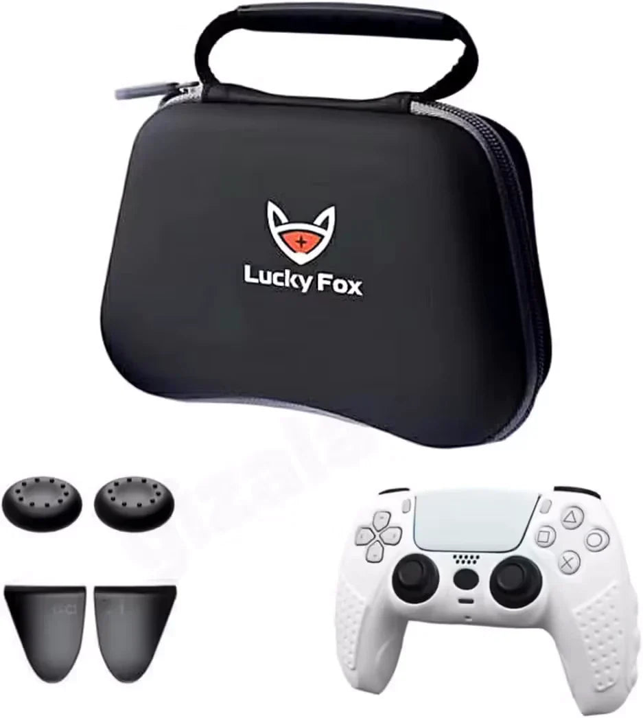 Lucky Fox 6 In-1 Protective Kit for Ps5 Dualsense Controller - Black