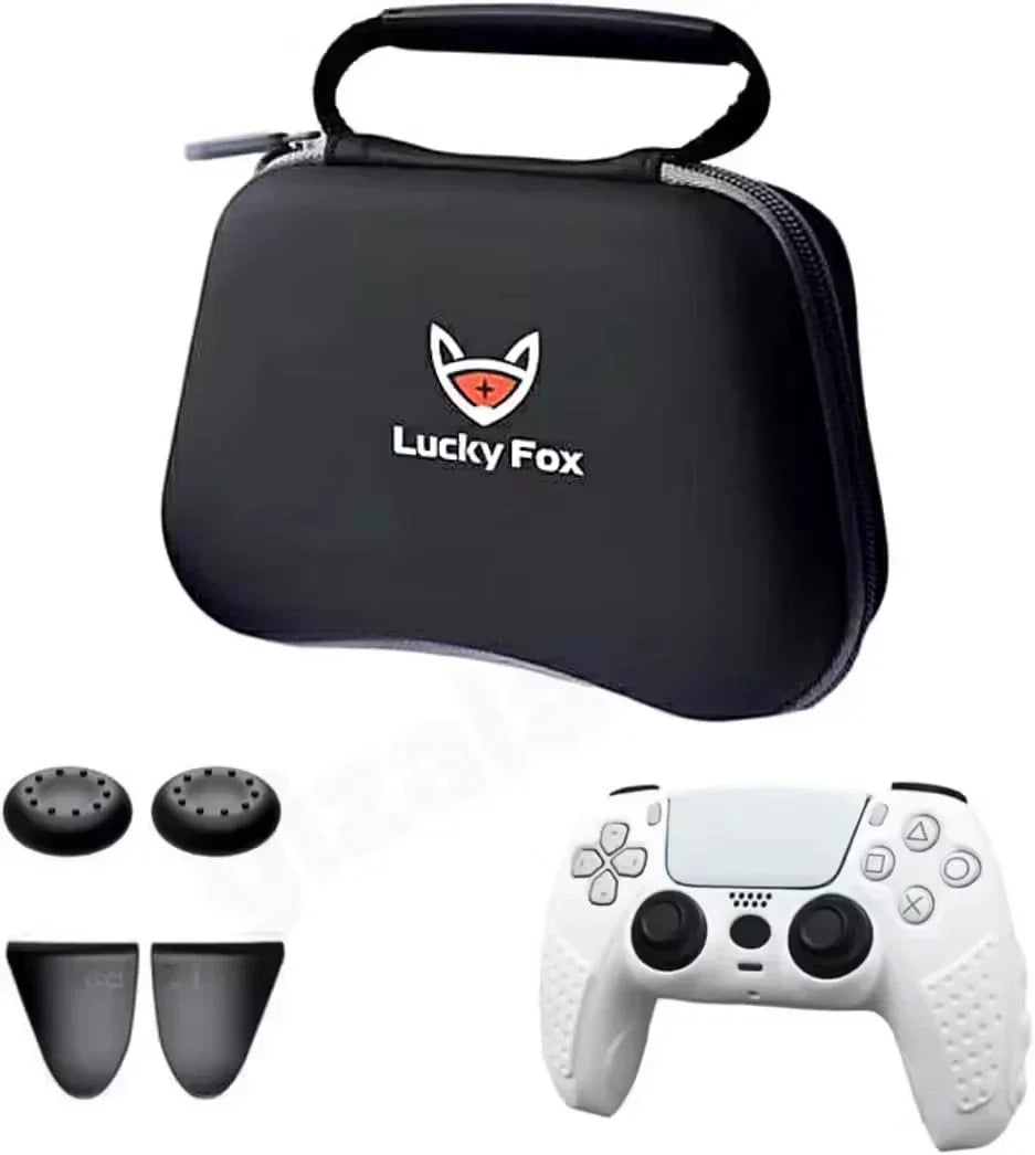 Lucky fox 6 in-1 protective kit for ps5 dualsense controller - black - controllers
