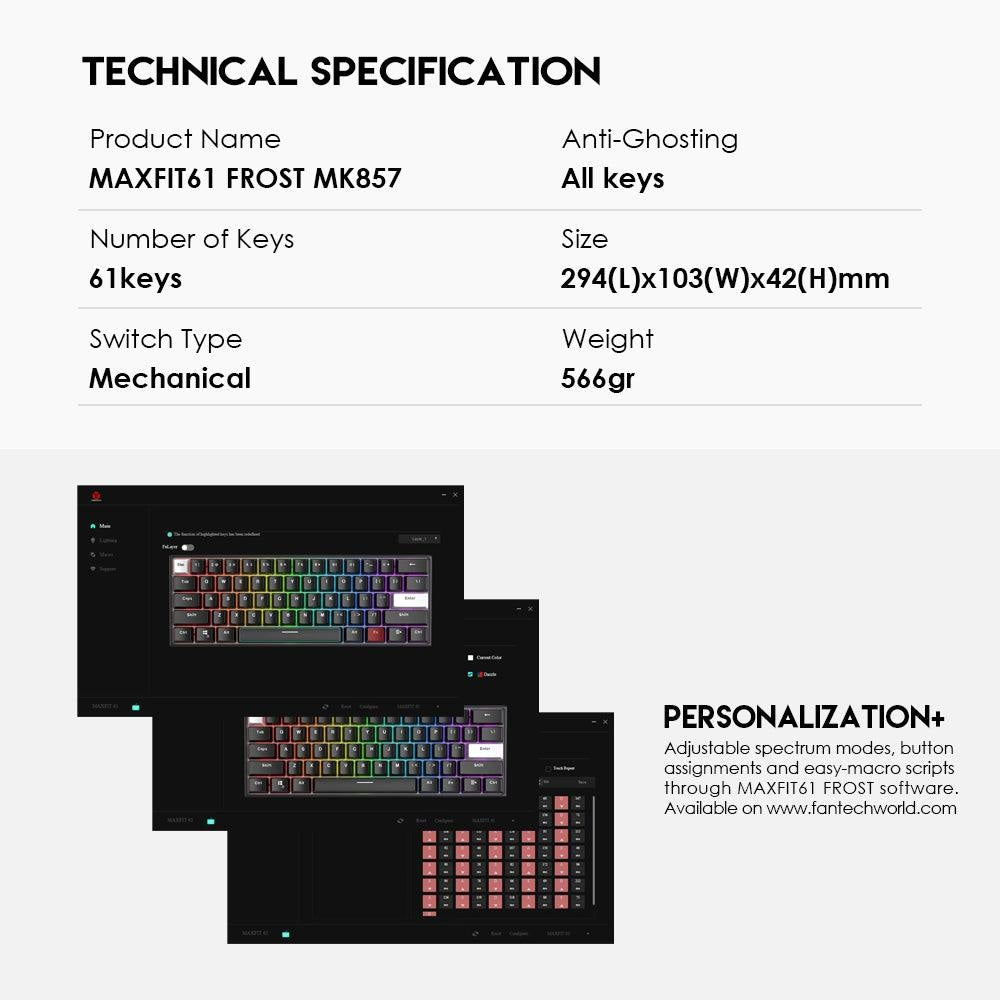 Maxfit61 Frost Modular Mechanical Keyboard - Gameonjo