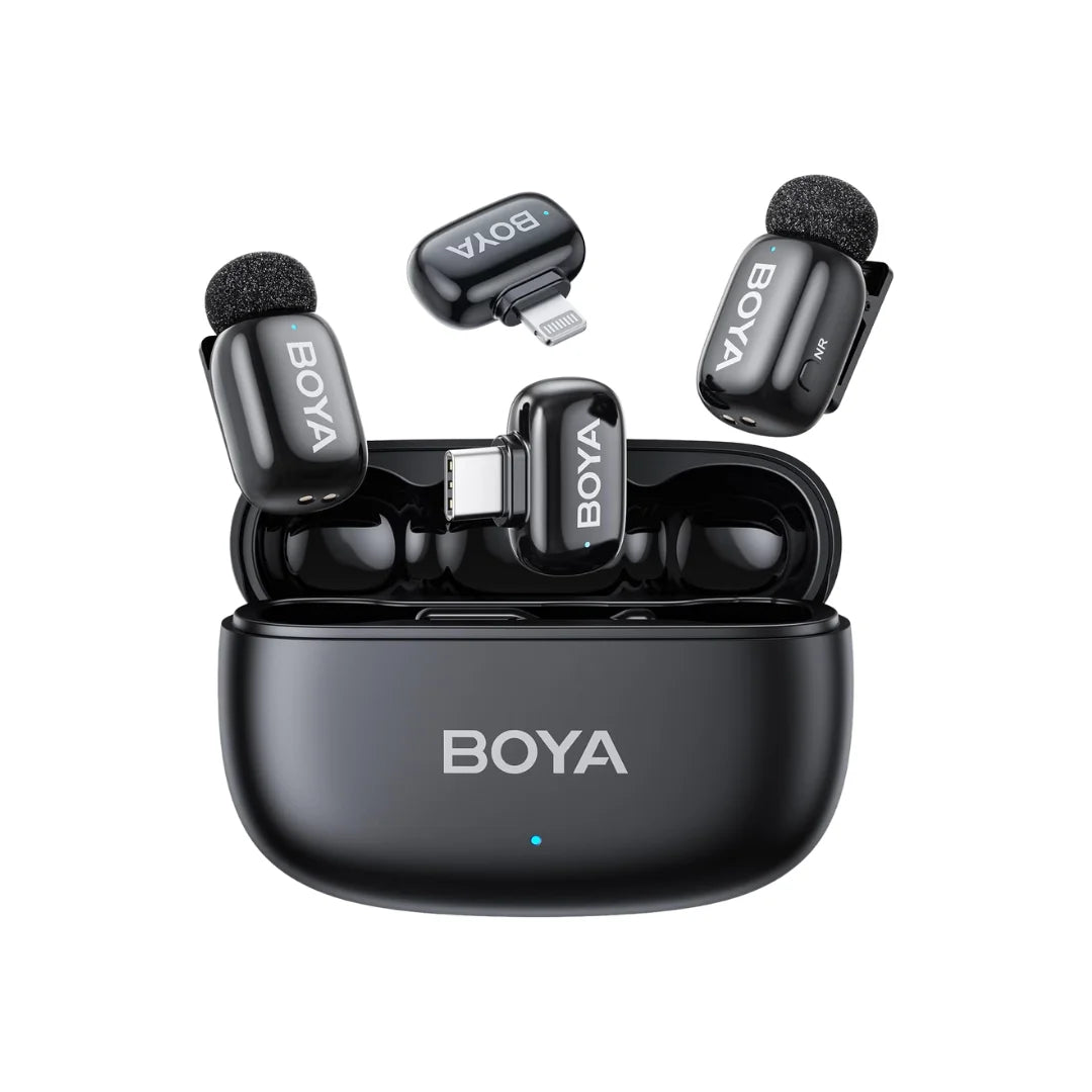 Boya mini 2 wireless lavalier microphones for iphone and usb-c - streaming