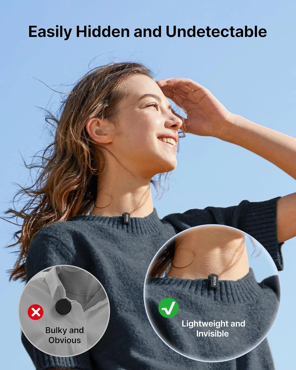Boya mini 2 wireless lavalier microphones for iphone and usb-c - streaming