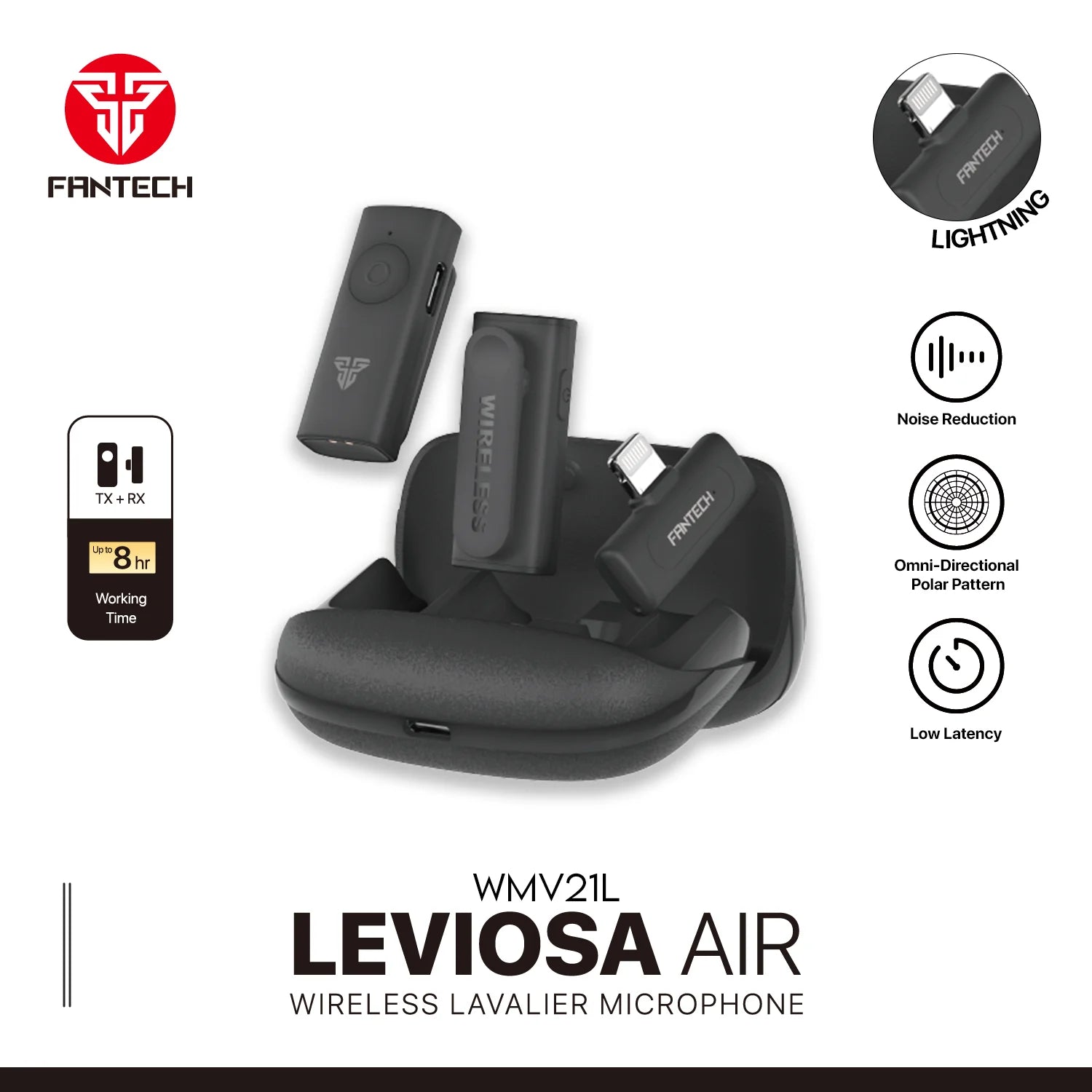 Fantech leviosa air wireless microphone wmv21l with dual mic technology