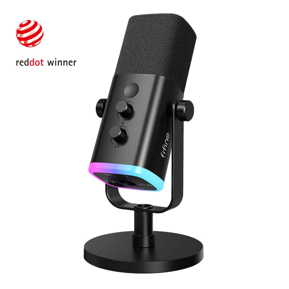 Fifine ampligame am8 usb/xlr dynamic microphone with rgb - microphones