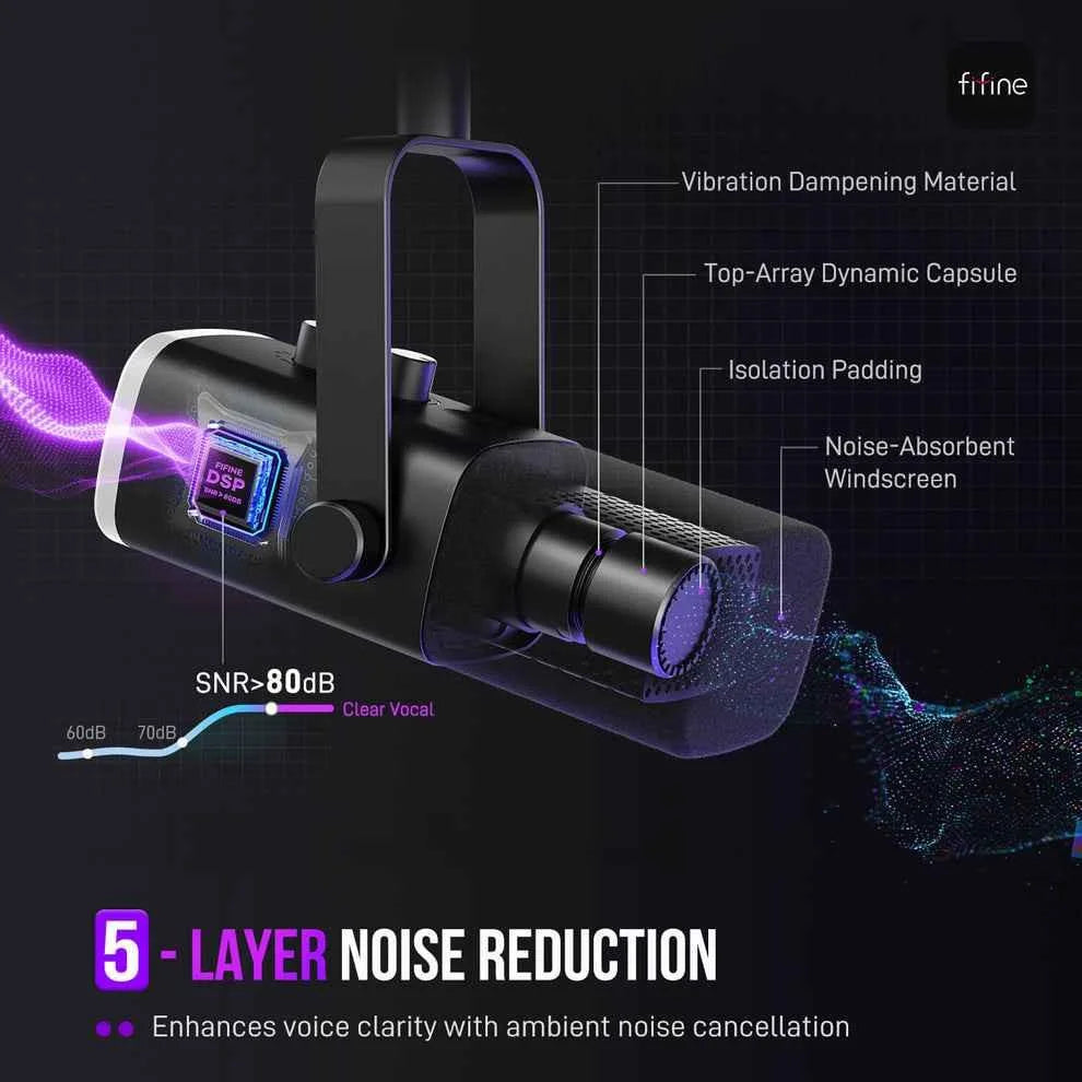 Fifine ampligame am8 usb/xlr dynamic microphone with rgb - microphones