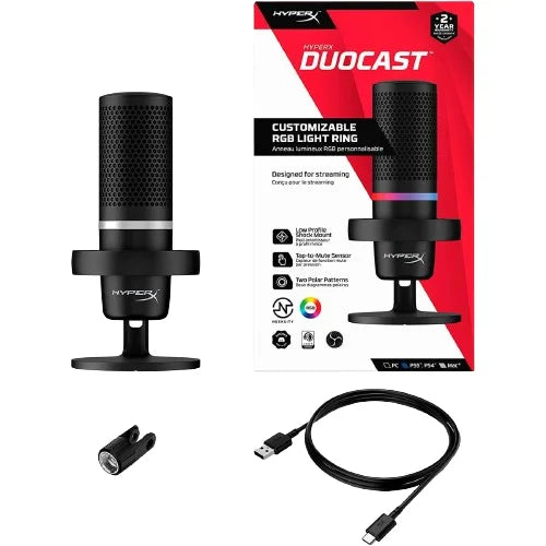 Hyperx duocast – rgb usb condenser microphone for pc ps5 ps4 mac - microphones
