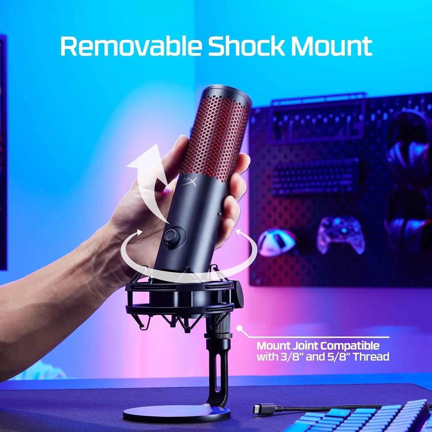 Hyperx quadcast 2 microphone for gaming streaming and podcasting - streaming