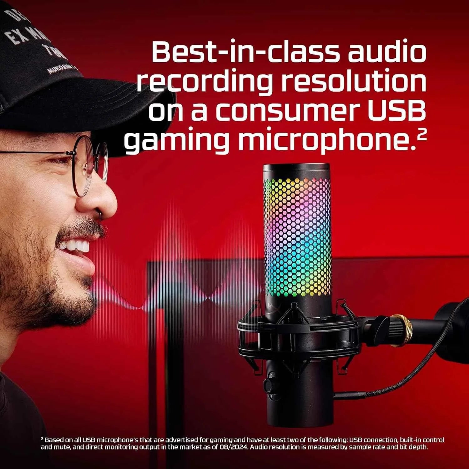 Hyperx quadcast 2 microphone - usb microphone with rgb lighting for streaming - streaming