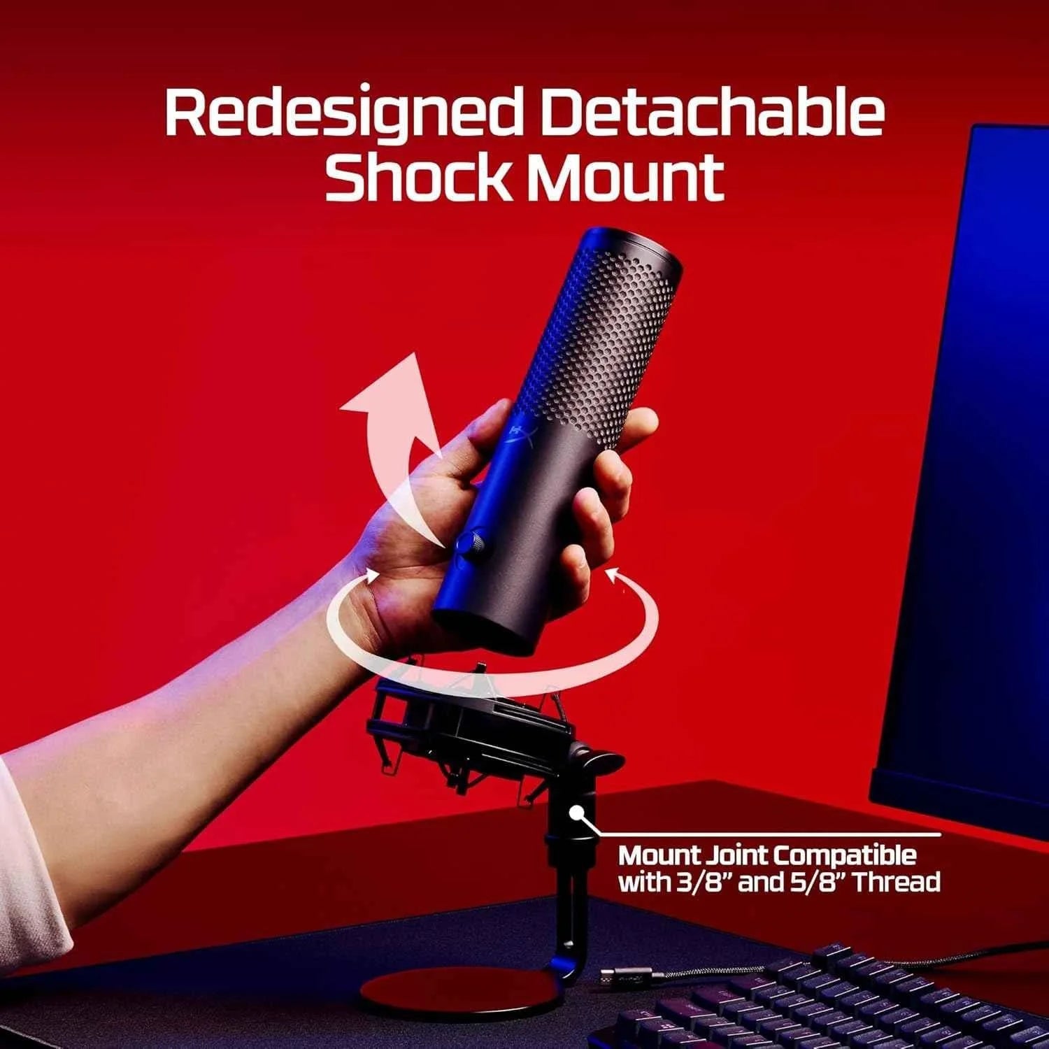 Hyperx quadcast 2 microphone - usb microphone with rgb lighting for streaming - streaming