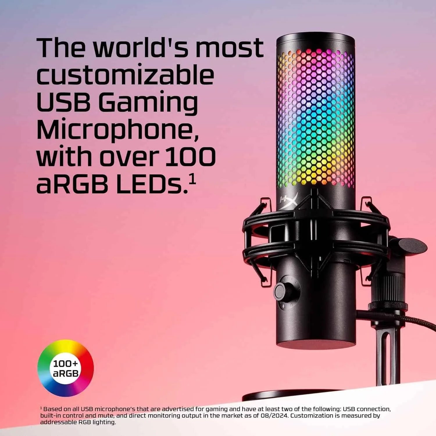 Hyperx quadcast 2 microphone - usb microphone with rgb lighting for streaming - streaming