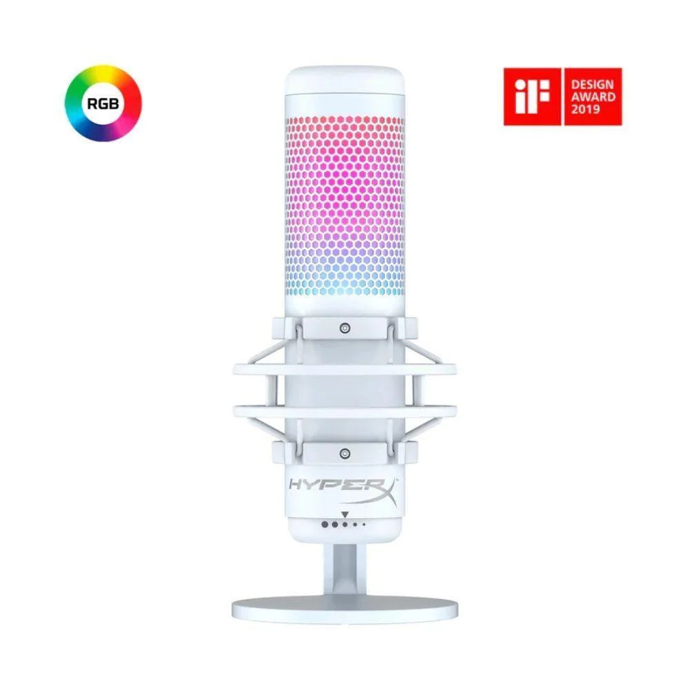 Hyperx quadcast s microphone - usb microphone with rgb lighting in white - streaming