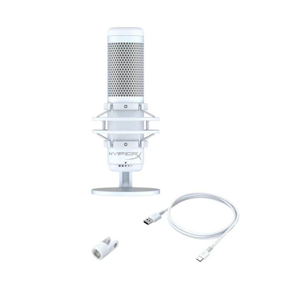 Hyperx quadcast s microphone - usb microphone with rgb lighting in white - streaming