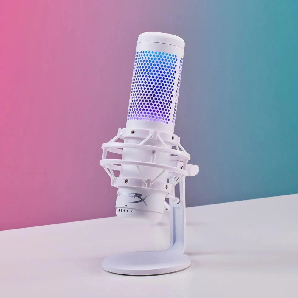Hyperx quadcast s microphone - usb microphone with rgb lighting in white - streaming