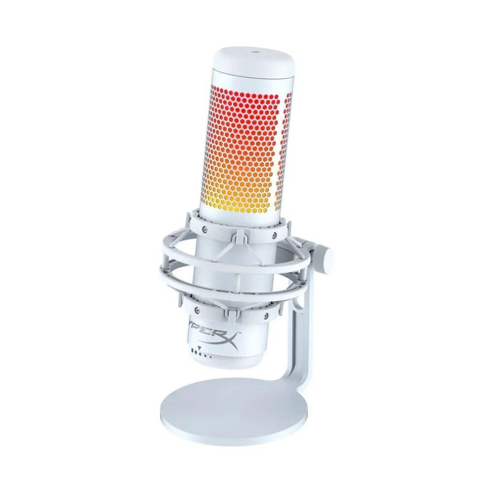 Hyperx quadcast s microphone - usb microphone with rgb lighting in white - streaming