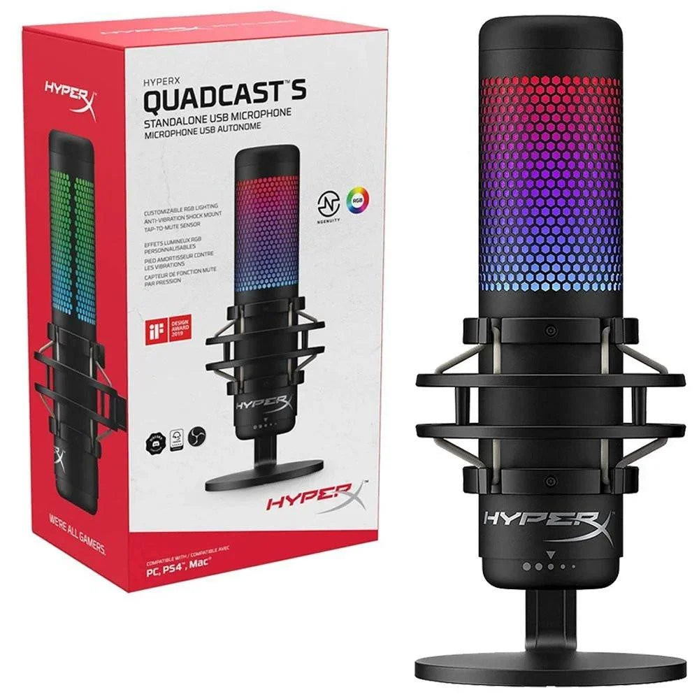 Hyperx quadcast s rgb usb condenser microphone for pc ps4 ps5 and mac - microphones