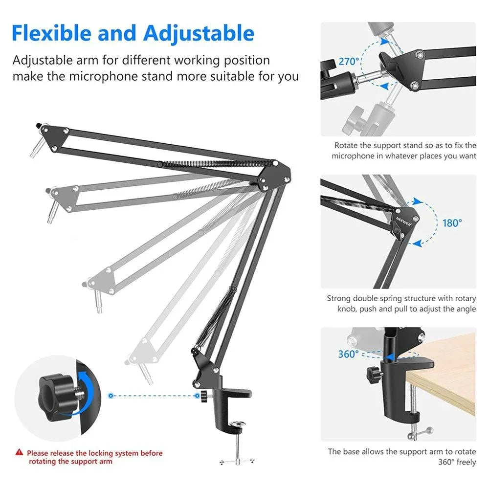 Neewer nb-35 microphone suspension boom scissor arm stand - microphones
