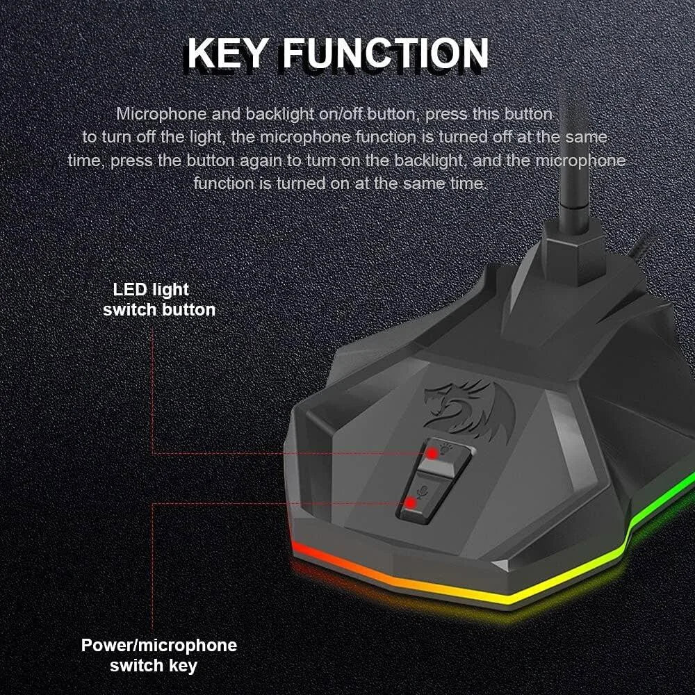 Redragon gm99 stix usb microphone with rgb lighting - streaming