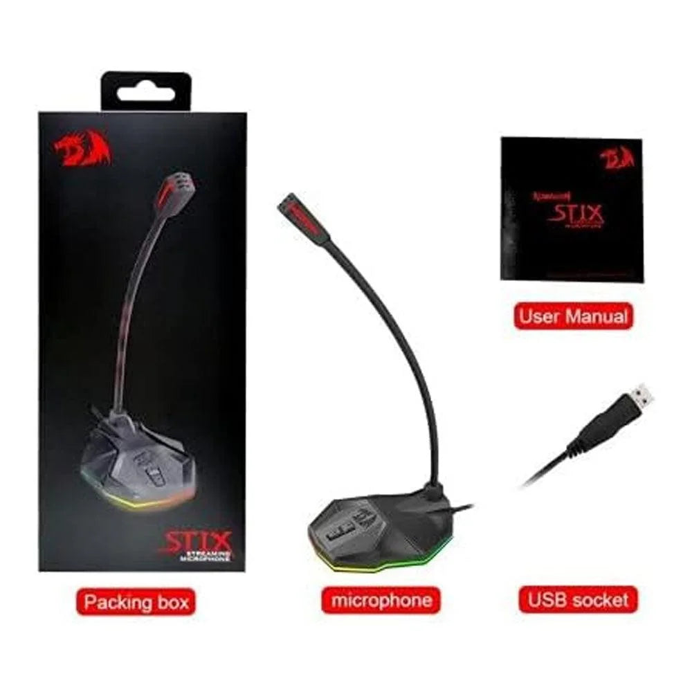 Redragon gm99 stix usb microphone with rgb lighting - streaming