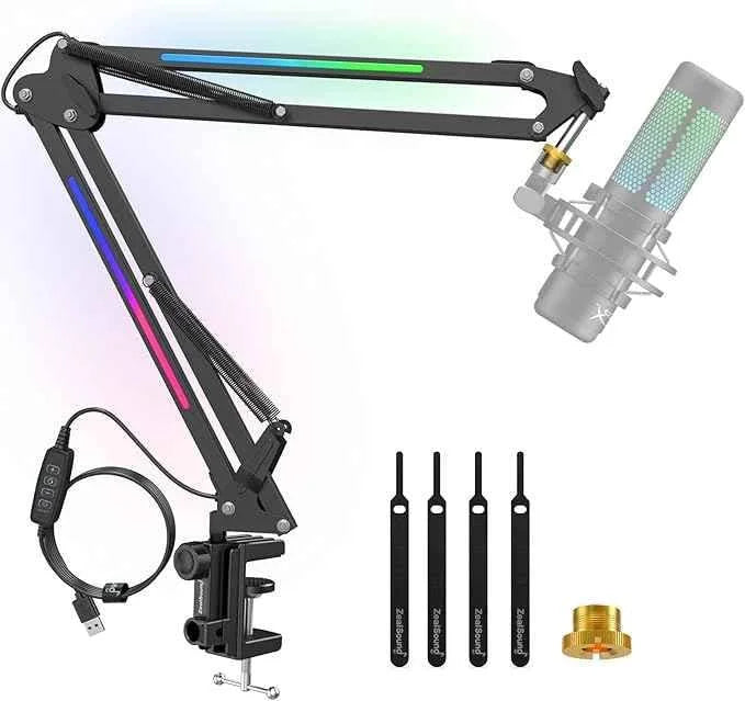 Zealsound rgb microphone arm stand with rgb light for ultimate audio experience - streaming