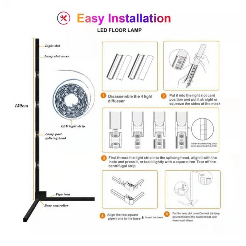 Modern Led Floor Lamp Rgb Corner Decoration - Gameonjo