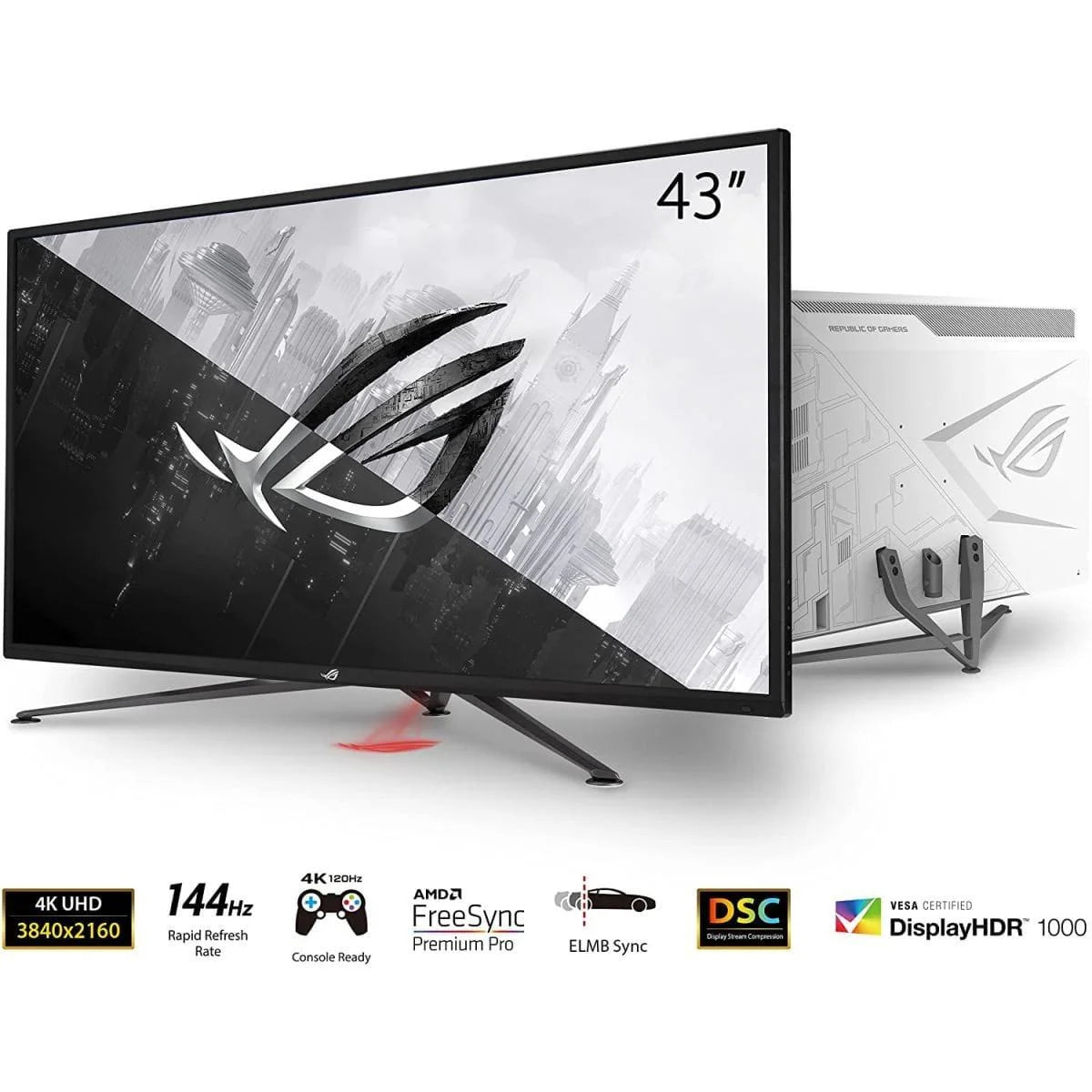 Asus rog strix xg43uq 43” 4k hdr dsc 144hz 1ms - pc hardware