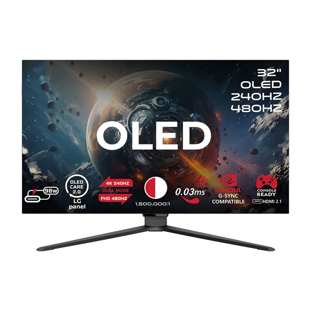 Gameon signature x series 32’’ dual switch oled 4k uhd 240hz/fhd 480hz 0.03ms hdmi 2.1,gaming monitor (supports ps5)