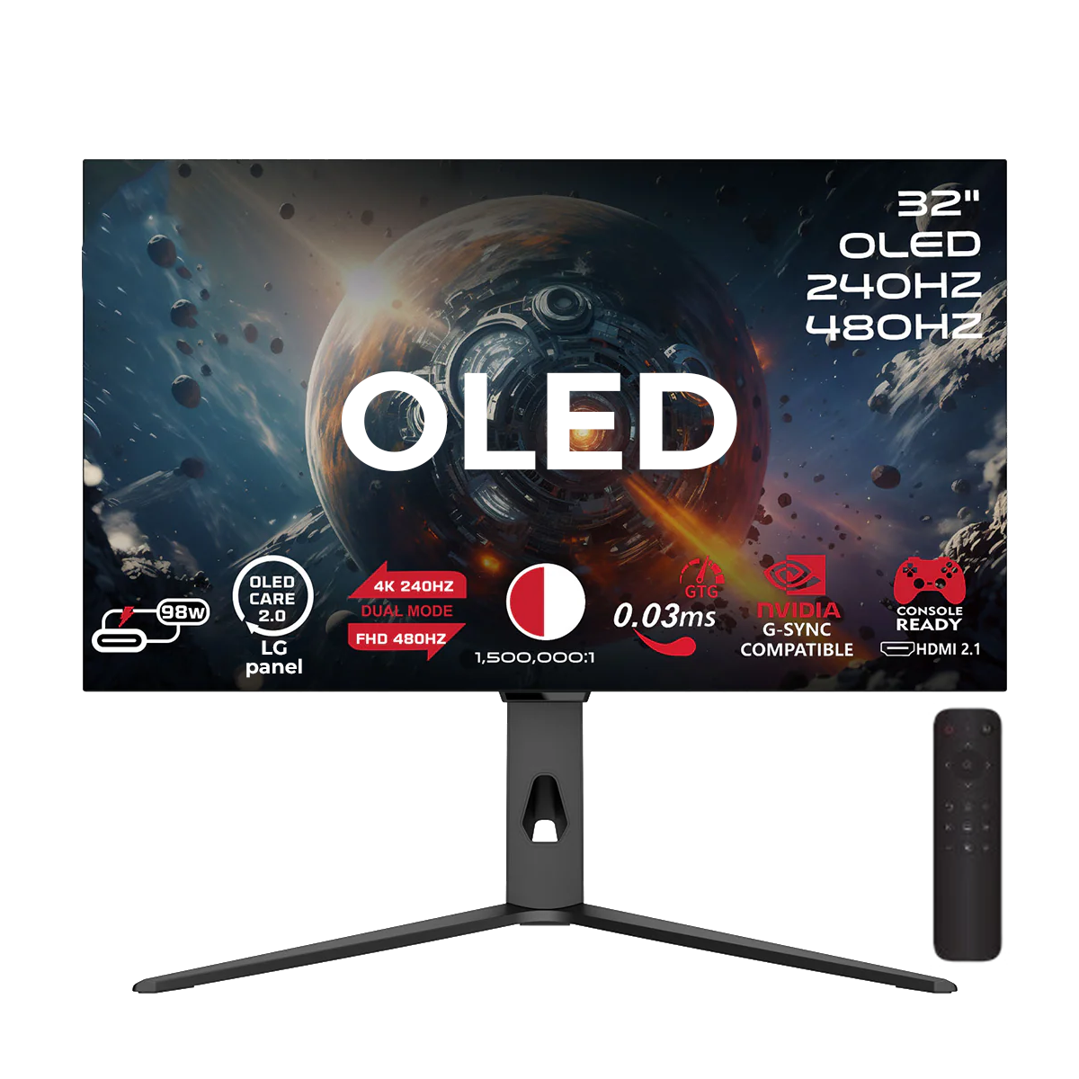 Gameon signature x series 32’’ dual switch oled 4k uhd 240hz/fhd 480hz 0.03ms hdmi 2.1,gaming monitor (supports ps5)