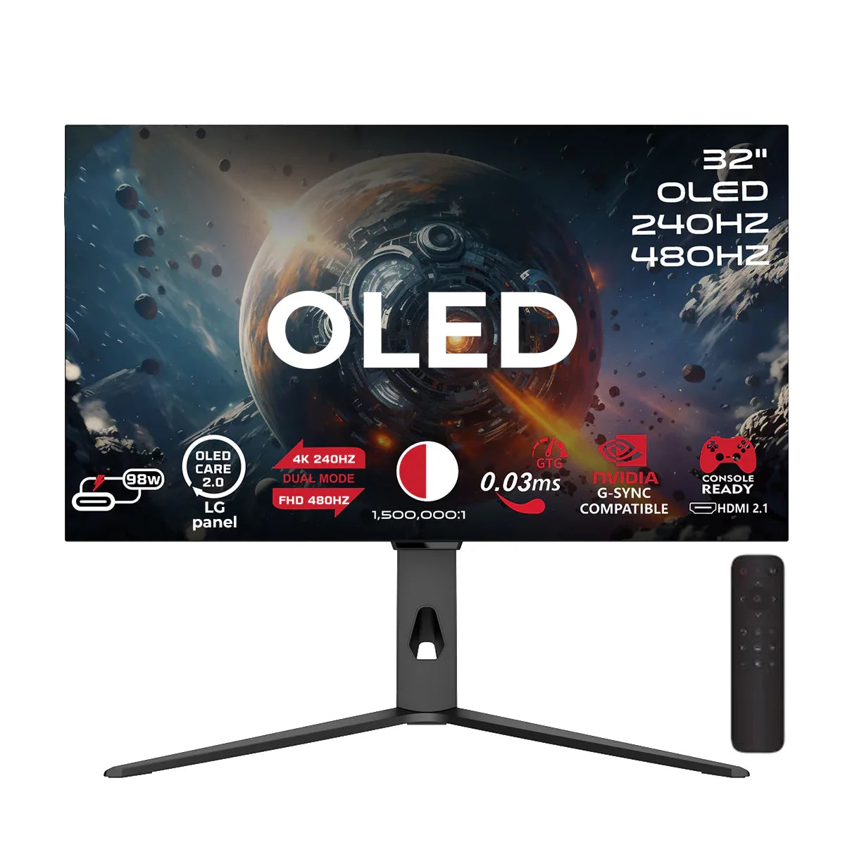 Gameon signature x series 32’’ dual switch oled 4k uhd 240hz/fhd 480hz 0.03ms hdmi 2.1,gaming monitor (supports ps5)