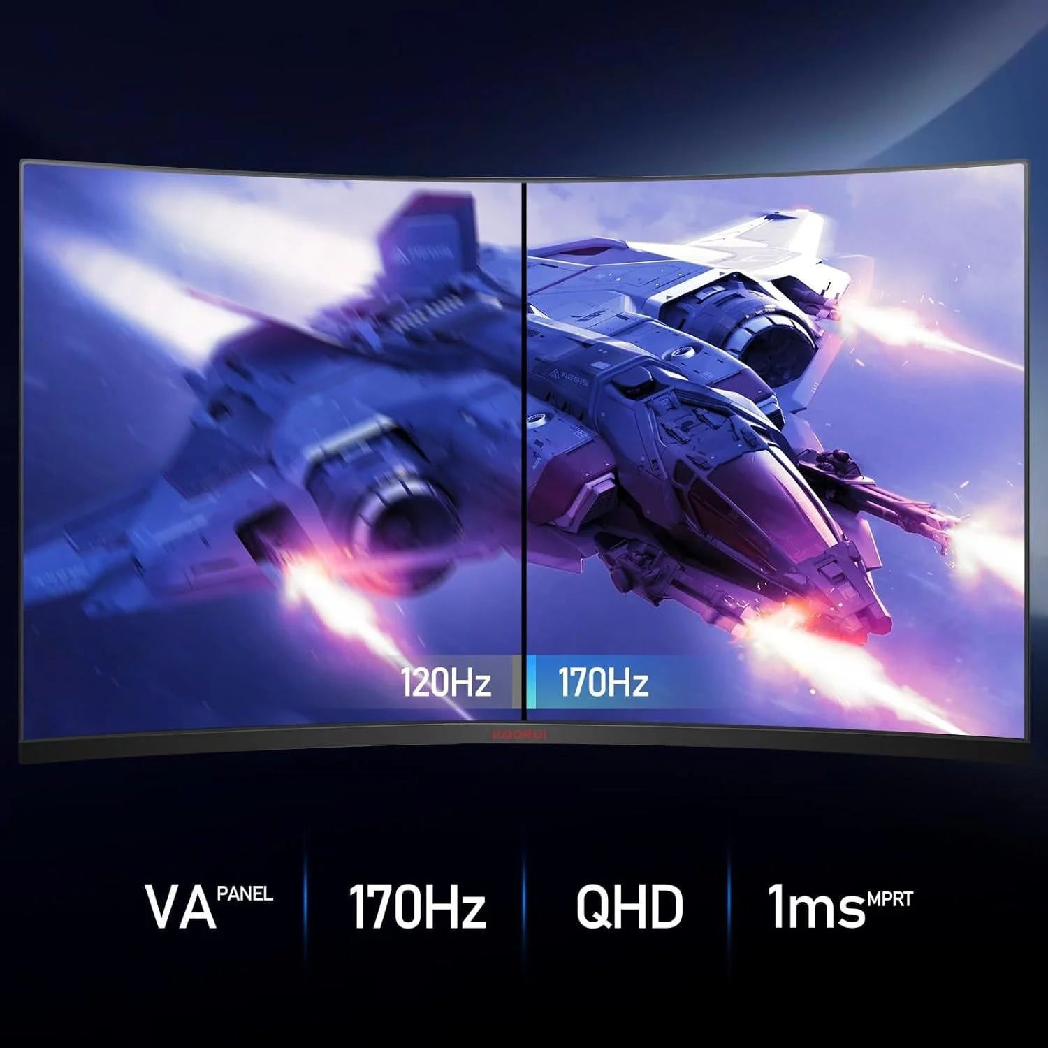 Koorui 32 inch curved gaming monitor - qhd (2560 x 1440) 2k display 170hz - pc hardware