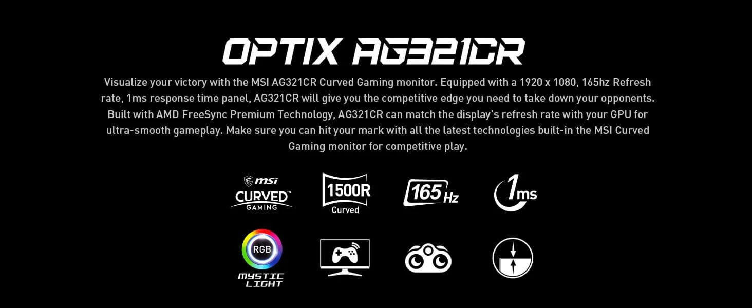 Msi mag artymis 242c 24’’ curved 1000r full hd 165hz 1ms - pc hardware