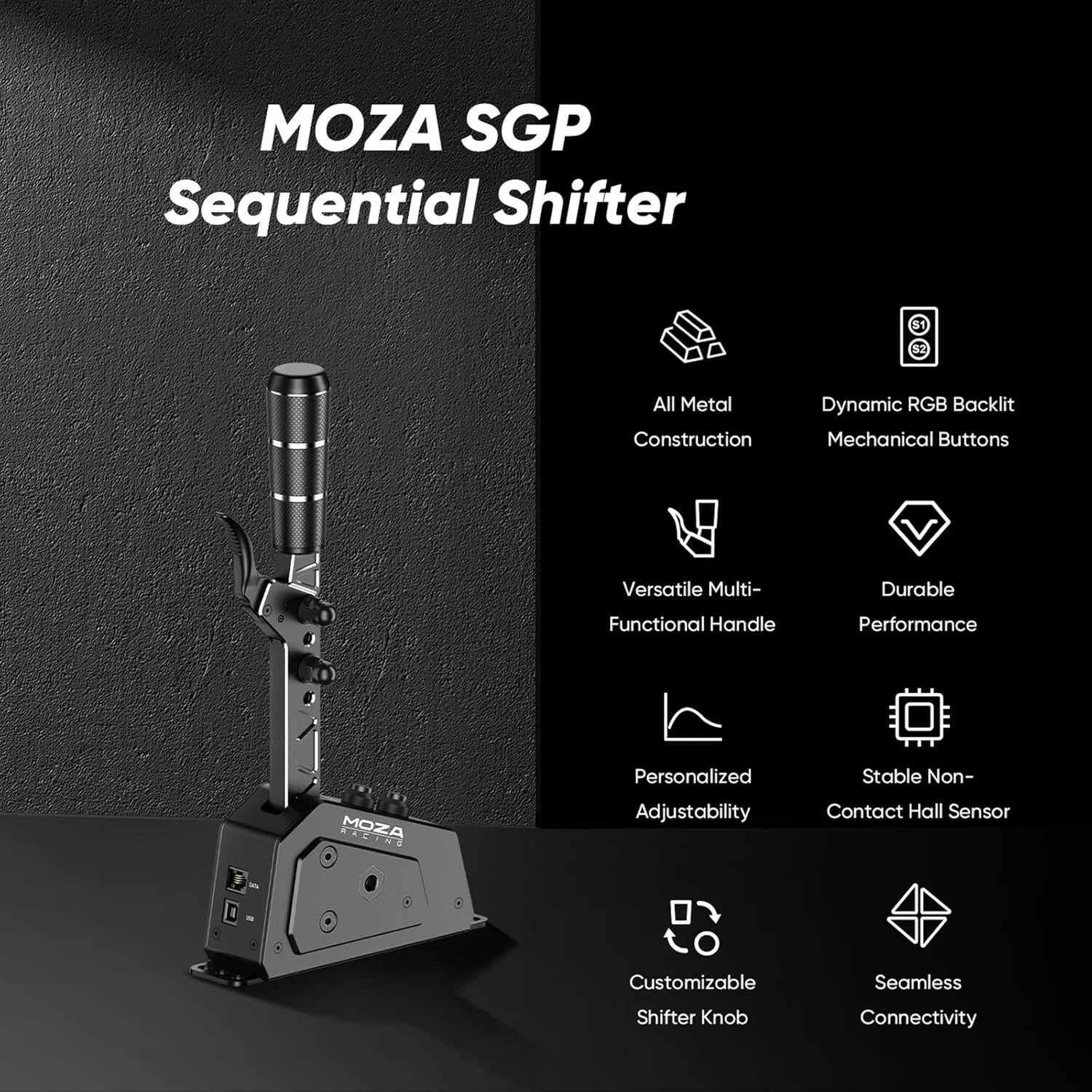 Moza sgp sequential shifter pc usb racing similator joysticks versatile multi-functional handle non-contact hall sensor